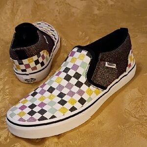 VANS Slip-On Checkered Multicolor Design, Women's 6.0